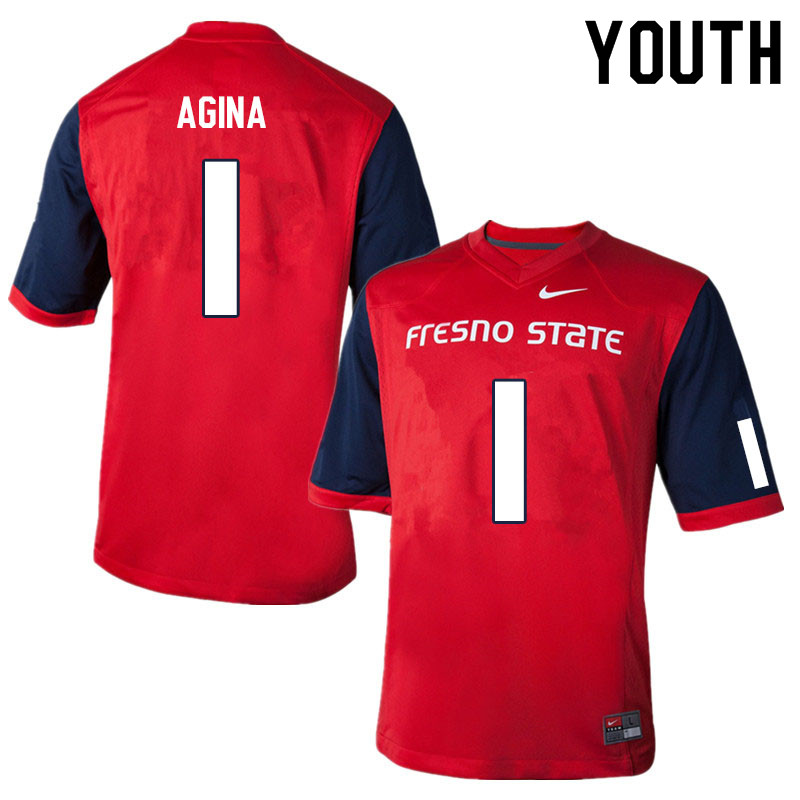 Youth #1 Kosi Agina Fresno State Bulldogs College Football Jerseys Sale-Red